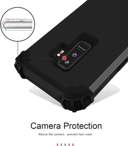 Vista 6 de Funda de teléfono para Samsung Galaxy S9 Plus, cubierta dura, a prueba de golpes, de silicona suave, híbrida, tres capas, resistente, protección