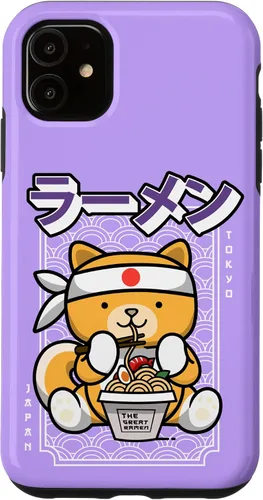 Vista 5 de Funda Kawaii para iPhone 15 Ramen Dog Shiba Ramen Fideos Estilo Japonés