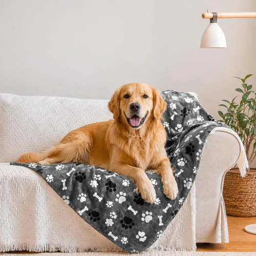 Vista 8 de Manta Impermeable para Perros, Estampado de Patrón Súper Suave Cálida Esponjosa Toallita Protector de Sofá Coche Cama, A Prueba de Orina Lavable
