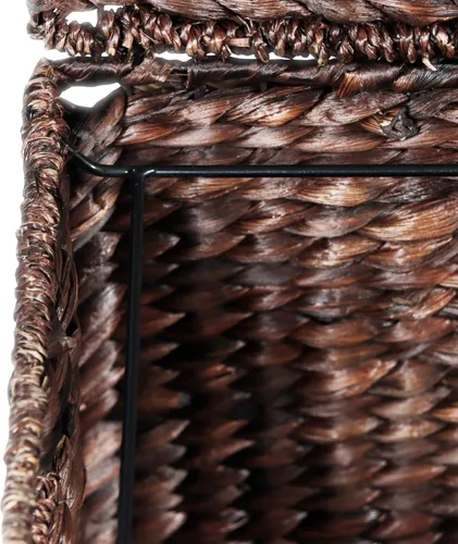Vista 5 de Trademark Innovations Caja de archivo con ruedas de mimbre para colgar, cesta de almacenamiento de jacinto de agua (marrón oscuro)