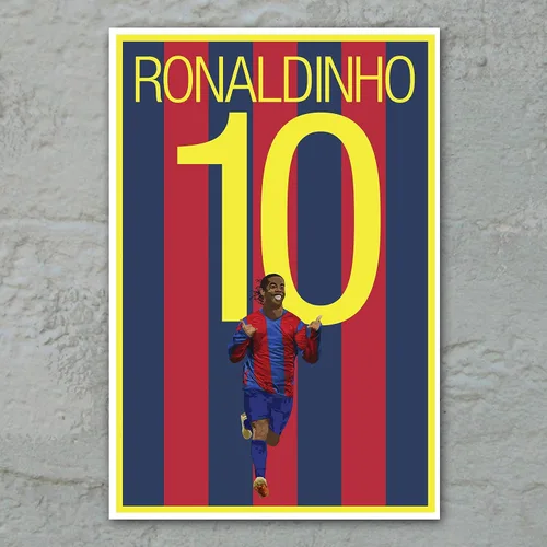 Vista 2 de Ronaldinho - Póster de fútbol de Barcelona - Impresión de fútbol sin marco - Decoración de fútbol - Póster de fútbol brasileño - Graphics 17 - Arte