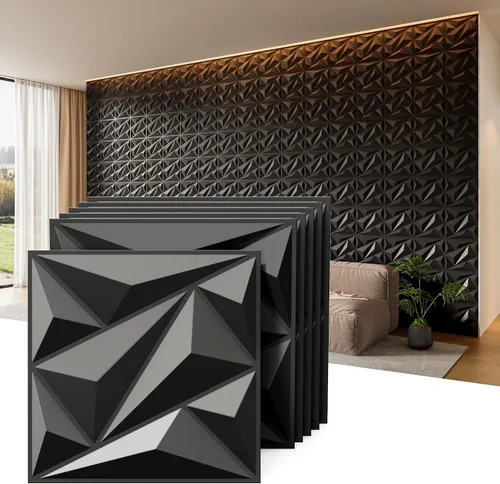 Vista 10 de INMOZATA Paneles de pared 3D para decoración de pared interior, paquete de 33 paneles decorativos de pared de 12 x 12 pulgadas con diamantes, panel