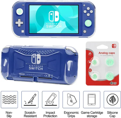 Vista 5 de Switch Lite - Kit de accesorios con funda de transporte de TPU con protector de pantalla, base de carga, soporte de juego, funda para tarjetas