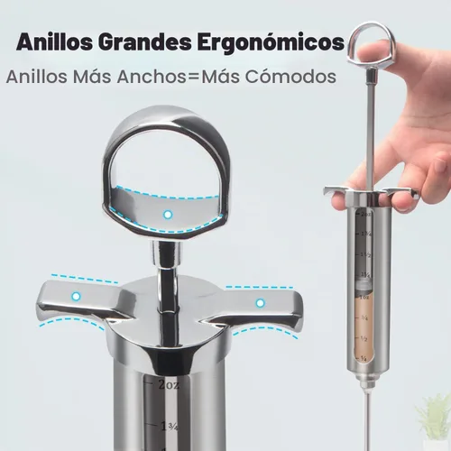 Vista 3 de Ofargo Kit de inyector de carne para ahumador con 3 agujas de jeringa inyectoras de barbacoa sabor marinada, adobos inyectores para carnes, pavo