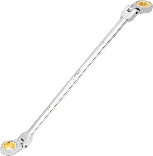 Vista 12 de Juego de llaves de trinquete extra largas con cabeza flexible, SAE 1/4" a 13/16", 5 piezas de llaves de trinquete de doble caja de mango largo, 72