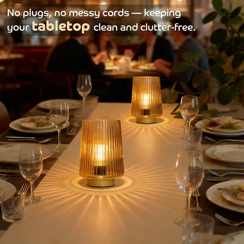 Vista 2 de Lámpara a pilas con temporizador, juego de 2 pequeñas y acogedoras lámparas de mesa decorativas de vidrio ambiental para mesita de noche y Ámbar