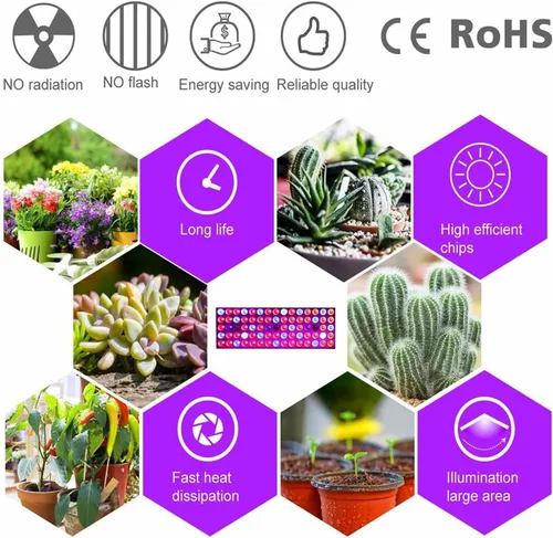 Vista 6 de Luces LED de crecimiento, lámpara de cultivo de espectro completo con luces LED IR y UV para plantas de interior, micro verdes, clones, suculentas
