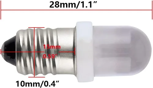 Vista 4 de 10pcs E10 Tornillo DC3V Punto Rojo Led Bombilla Lámparas de Luz +10pcs E10 Base (DC3V, Rojo)