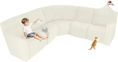 Vista 16 de ALIECOM Fundas 100% impermeables para sofá seccional reclinable, forma de L, elásticas, para esquina, funda para sofá seccional reclinable, lavable