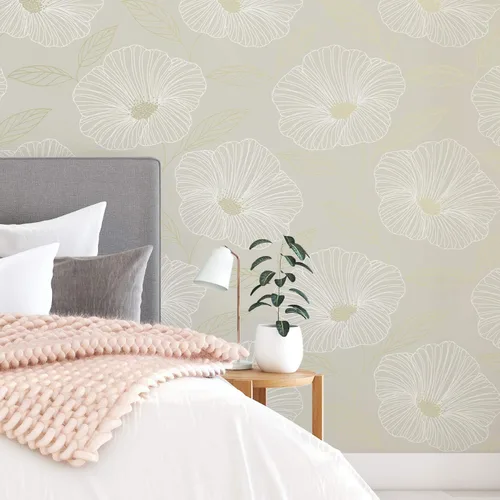 Vista 2 de NuWallpaper NUS3579 Dove Floweret - Papel pintado para despegar y pegar, metálico