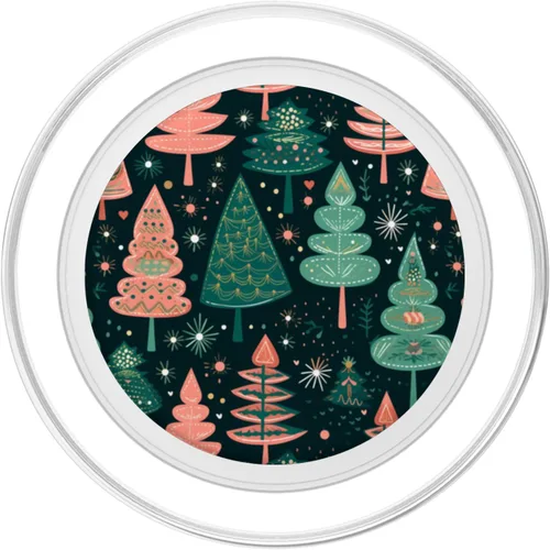 Vista 2 de Bosque de invierno de abeto navideño - PopSockets MagSafe PopGrip con temática navideña para iPhone