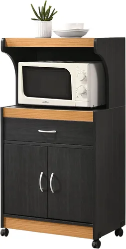 Vista 10 de HODEDAH IMPORT - Carrito de cocina para microondas, de madera de haya.