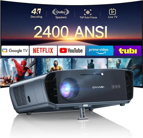 Vista 15 de Daytime 4K Projector【Google TV / 2300 ANSI】Smart Movie Projector with WiFi 6 and Bluetooth, 38W Dolby ToF Autofocus NFC/Voice Control HDMI ARC, Home