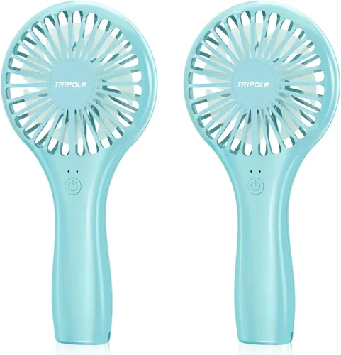 Vista 9 de TriPole Paquete de 2 mini ventiladores portátiles de mano, color rosa, 3 velocidades, potente ventilador de mano con batería personal para viajes