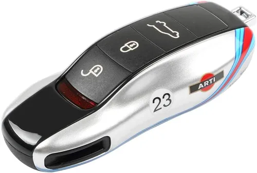 Vista 12 de Funda para llaves Porsche Panamera 911, llavero de protección de llave de coche para Porsche Cayenne Taycan Gris precise cutouts soft leather