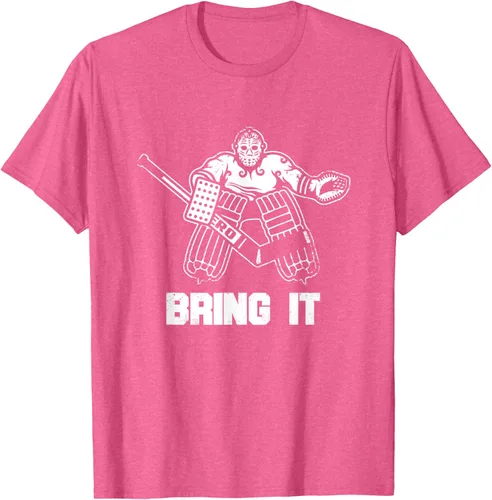 Vista 26 de Divertida camiseta gráfica de ropa de portero de hockey sobre hielo, Negro, S
