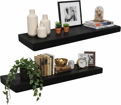 Vista 15 de joelsantiques Estantes flotantes de madera de 24 pulgadas para pared, 24 x Beige