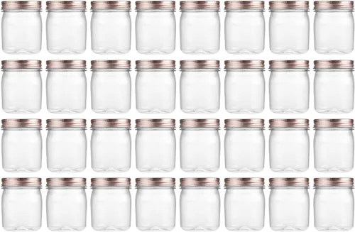 Vista 23 de Novelinks - Tarros de plástico de 8 onzas y tarros de plástico transparente con tapas, 8 onzas 8 Pack, Black, Plastic Containers with Lids, Small