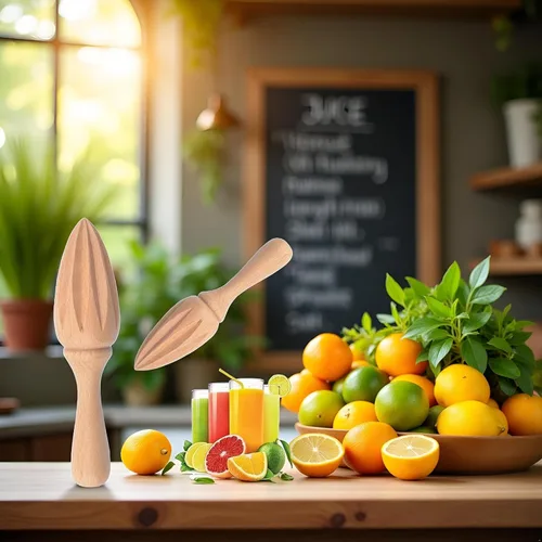 Vista 4 de Exprimidor de cítricos de madera – Escariador manual de mano de limón/naranja Herramienta exprimidora de frutas portátil para el hogar, cafetería