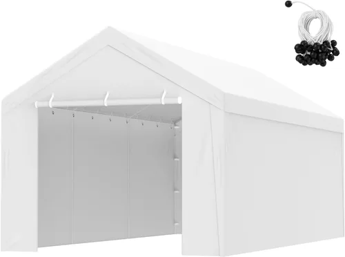 Vista 67 de VEVOR Cobertizo Tienda de Almacenamiento Exterior Portátil Resistente de 6 x 8 x 7 pies, Refugio de Cochera Garaje Impermeable con Puerta Enrollable