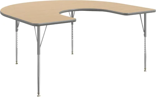 Vista 16 de Flash Furniture 66" x 60" Horseshoe Activity Table, Gray, Standard Legs Gray Top/Silver Frame