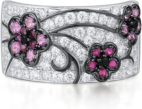Vista 2 de Santuzza Anillo de plata de ley 925 con circonita cúbica y ramas de árbol para mujer