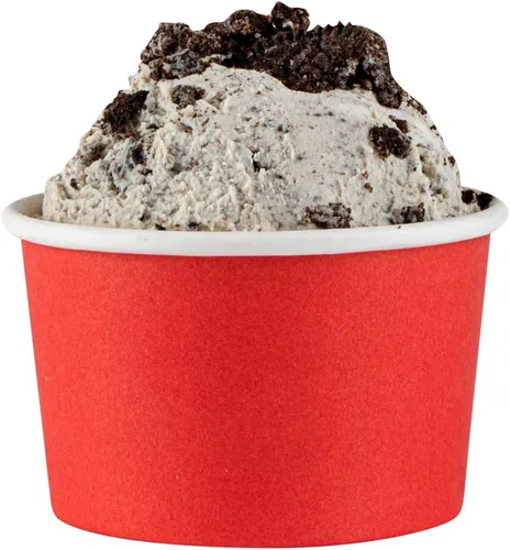 Vista 9 de Restaurantware 50 unidades rojo para llevar taza desechable de 3 x 3 x 1.8 pulgadas, mini taza de papel resistente a la grasa reciclable diseño