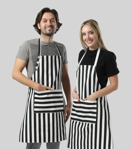 Vista 7 de TOSHEX Delantal de cocina de algodón resistente a las gotas de agua con delantales ajustables para mujeres con bolsillos, delantal de cocina