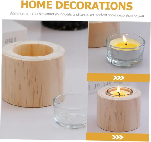 Vista 3 de PRETYZOOM Juego de 3 portavelas de madera elegante para velas de té y decoración del hogar