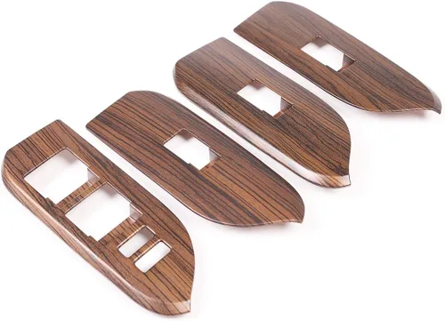Vista 6 de Left Drive - Marco de botón de elevación de ventana de coche ABS de grano de pino para Land Cruiser Prado FJ150 150 2014-2018