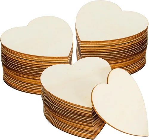 Vista 10 de 50 piezas de madera en blanco sin terminar, adornos de madera natural de 4 pulgadas para proyectos de manualidades y decoración de bodas de fiesta
