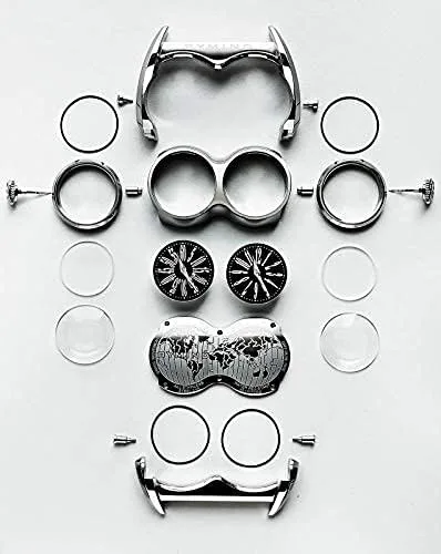 Vista 6 de Reloj de doble hora, reloj de carreras para hombre, reloj casual de cuarzo de muñeca, con caja de acero inoxidable, regalo para hombres de negocios