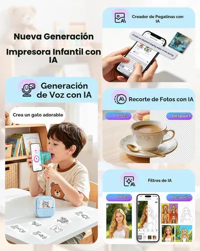 Vista 2 de Ponek Mini impresora de etiquetas adhesivas - T02 máquina para hacer Azul