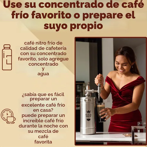 Vista 3 de The Original Royal Brew Nitro - Cafetera fría – Regalo para los amantes del Barril de 128 oz - Acero inoxidable