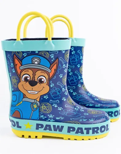 Vista 4 de Paw Patrol Botas de agua para niños Botas Wellington de lluvia azul para niños Chase Toddler zapatos resistentes al agua para caminar con asas