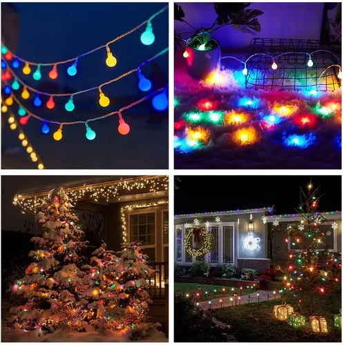 Vista 7 de AUAUY Guirnalda de luces LED de 40 luces LED de 19.6 pies, funciona con pilas, 2 modos, luces de Navidad para dormitorio, luces impermeables