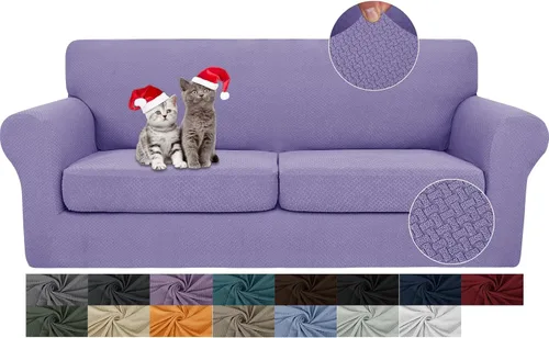 Vista 35 de JIVINER Fundas de Sofá de 4 Piezas para Sofá de 3 Cojines Funda Elástica de Sofá con 3 Fundas de Cojines de Asiento Funda de Sofá Gruesa Ajustada