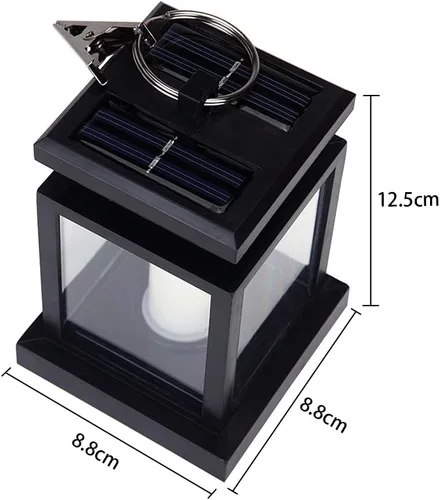 Vista 3 de Farol colgante solar LED alimentado por energía solar, impermeable, para exteriores, decoración de velas decorativas para jardín, patio, paisaje