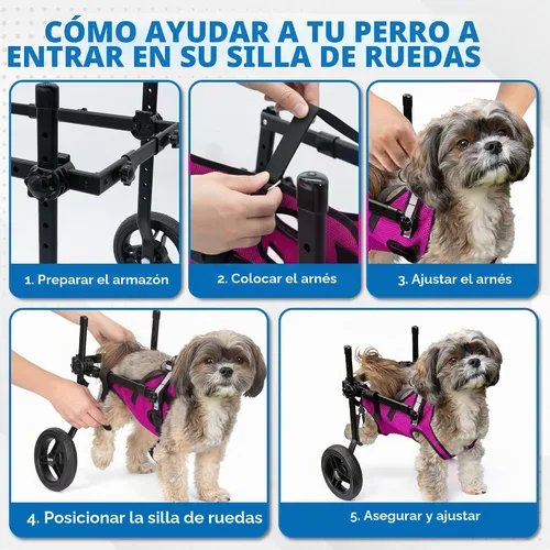 Vista 5 de Silla de ruedas para perros para patas traseras, carrito para silla de ruedas para perros, sillas de ruedas para perros y gatos con patas traseras