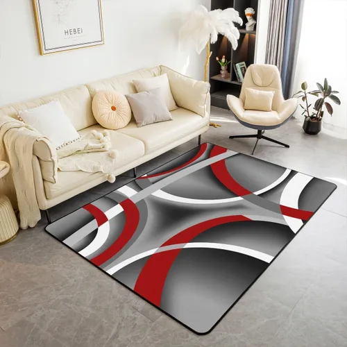 Vista 26 de Alfombra de área en espiral colorida de 3 x 5 pies, abstracta y moderna geométrica, decoración de remolinos, antideslizante, para hombres, mujeres