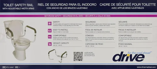 Vista 3 de Drive Medical - Barra de apoyo para inodoros, color blanco Bathroom Grab Bar Mounts Near the Toilet to Provide Sturdy, Reliable Support and