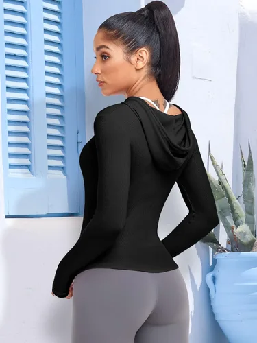 Vista 2 de VUTRU Chaqueta deportiva con capucha y cremallera completa para mujer