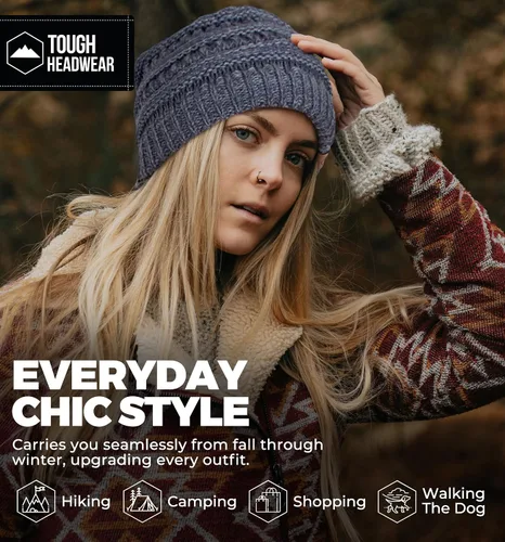 Vista 18 de Gorro de punto para mujer, cálido y suave, elástico, para clima frío de Tough Headwear