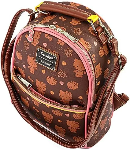 Vista 3 de Loungefly Sanrio Hello Kitty Pumpkin Spice Adult Womens Convertible Mini Backpack Purse