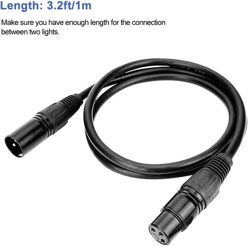 Vista 2 de Cable DMX de 3.2 pies, 10 cables de señal DMX de 3.3 ft, cables de señal, cable de señal XLR macho a hembra de 3 pines con conectores de metal