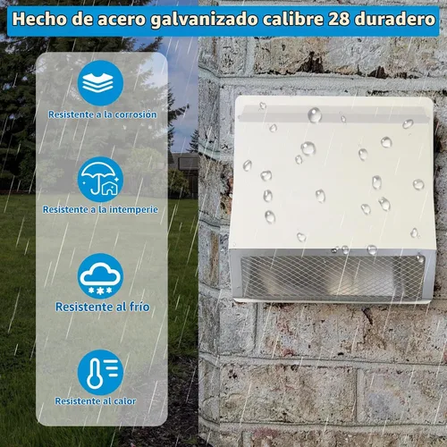 Vista 6 de Cubierta de ventilación de secadora de 4 pulgadas en el exterior, cubierta de ventilación exterior para secadora, cubierta de ventilación