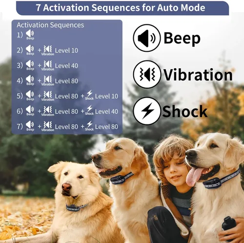 Vista 3 de PetJoy 3 Collar de Choque para Perros Grandes, Collar Automático Antiladridos con Control Remoto, Combo de Collar Antiladridos y de Entrenamiento