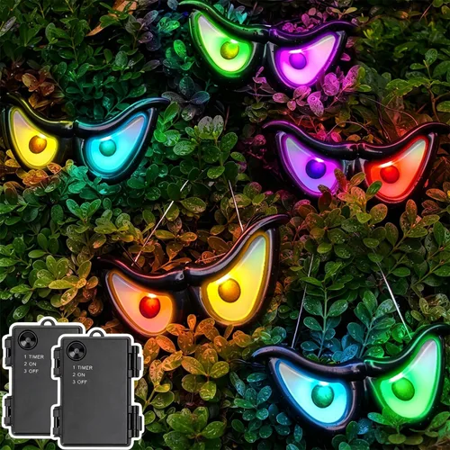 Vista 10 de WATERGLIDE - Luces intermitentes de ojos escalofriantes de Halloween, 5 pares de luces que funcionan con pilas, cambio de color automático