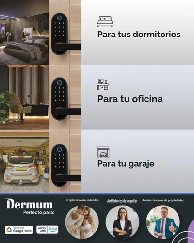 Vista 2 de Cerradura inteligente digital de huellas dactilares sin llave con mango y teclado: cerradura electrónica/eléctrica con código, control