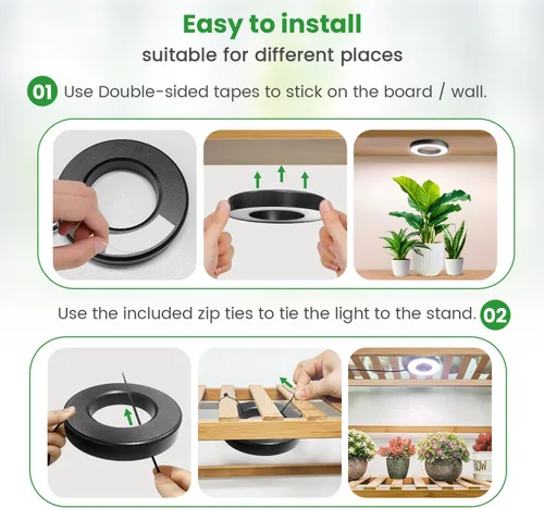 Vista 5 de Wiaxulay Luces de cultivo para plantas de interior, 48 luces LED de espectro completo, lámpara de cultivo debajo del gabinete con temporizador